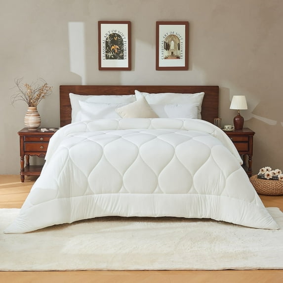 Bestier Sorona Filled King Size Comforter | Fluffy Down Alternative Duvet Insert, Noiseless Skin-Friendly Bedding for All Season, Machine Washable, White (104x90 inches)