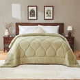 thumbnail image 1 of Bestier Sorona Eco Fabric Queen Size Comforter | All-Season Boho Duvet Insert with Anti-Clump Tech | Luxury Hotel Winter Warm Close-Fitting Down Alternative, Olive Green (90x90 inches), 1 of 9