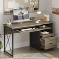 thumbnail image 1 of Bestier 47 inch Computer Desk with Storage File Drawer & Keyboard Tray, Home Office Writing Desk Work Study Table for Small Space, Wash Gray, 1 of 12