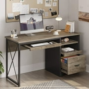 Bestier 47 inch Computer Desk with Storage File Drawer & Keyboard Tray, Home Office Writing Desk Work Study Table for Small Space, Wash Gray