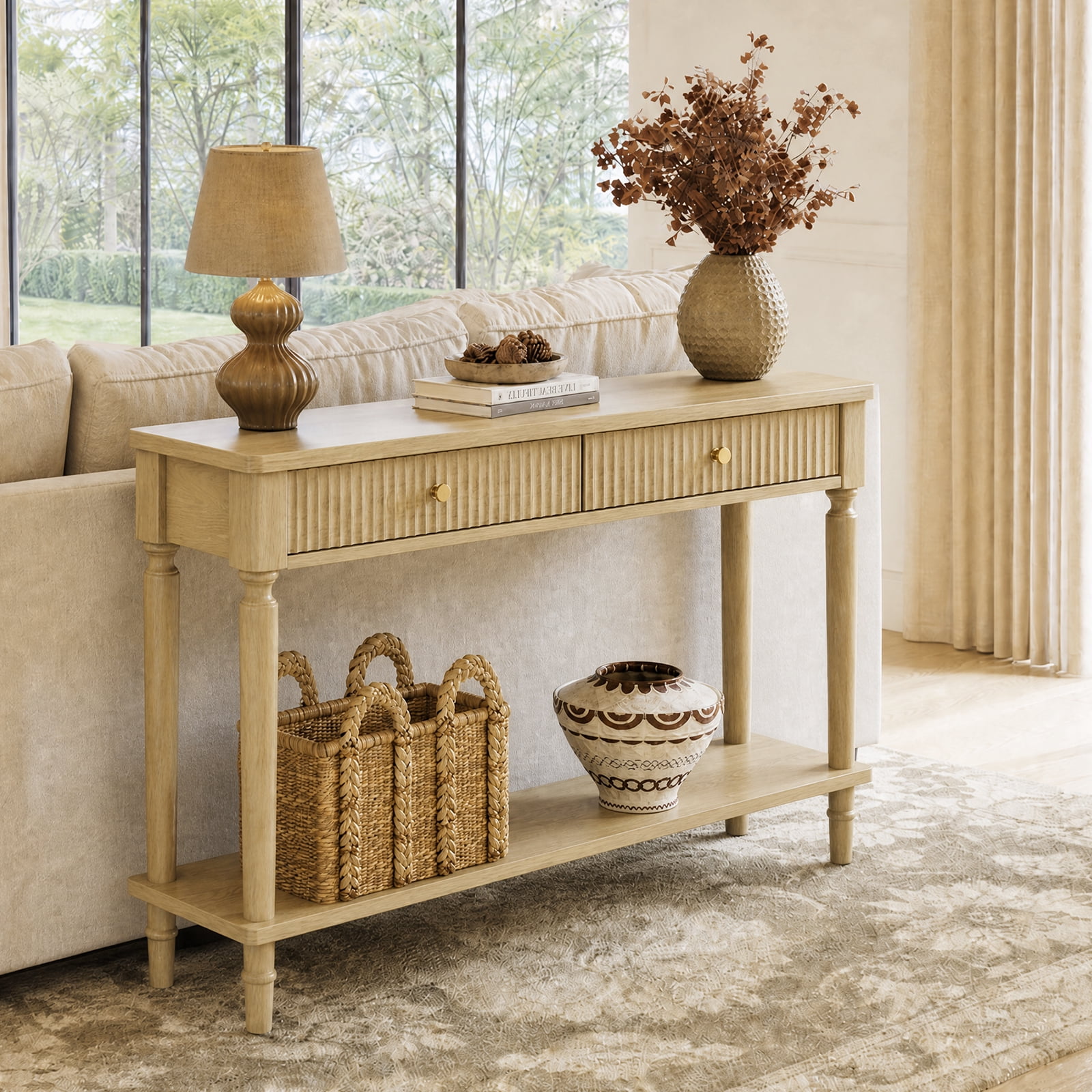 Bush Furniture Key West Console Table, Pure White & Shiplap Gray