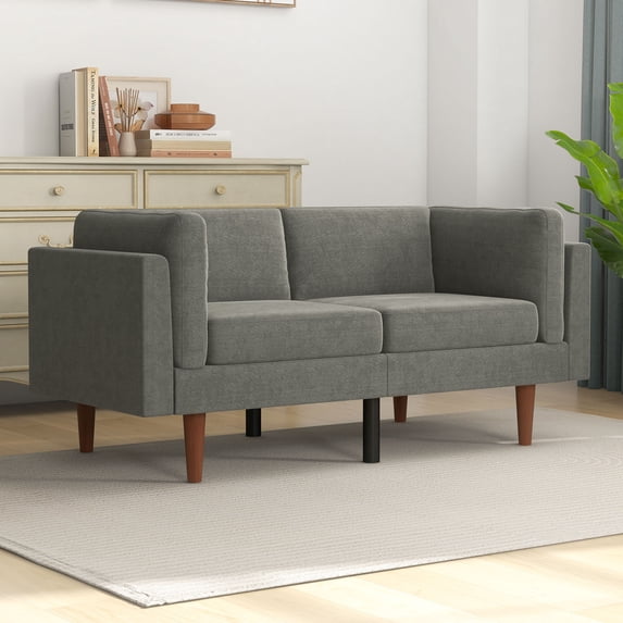 Bestier Convertible Sleeper Sofa 2 in 1, Futon Sofa Bed Couches with Soft Padded Seat and Side Pillows, Overstuffed Backrest for Bedroom, Grey