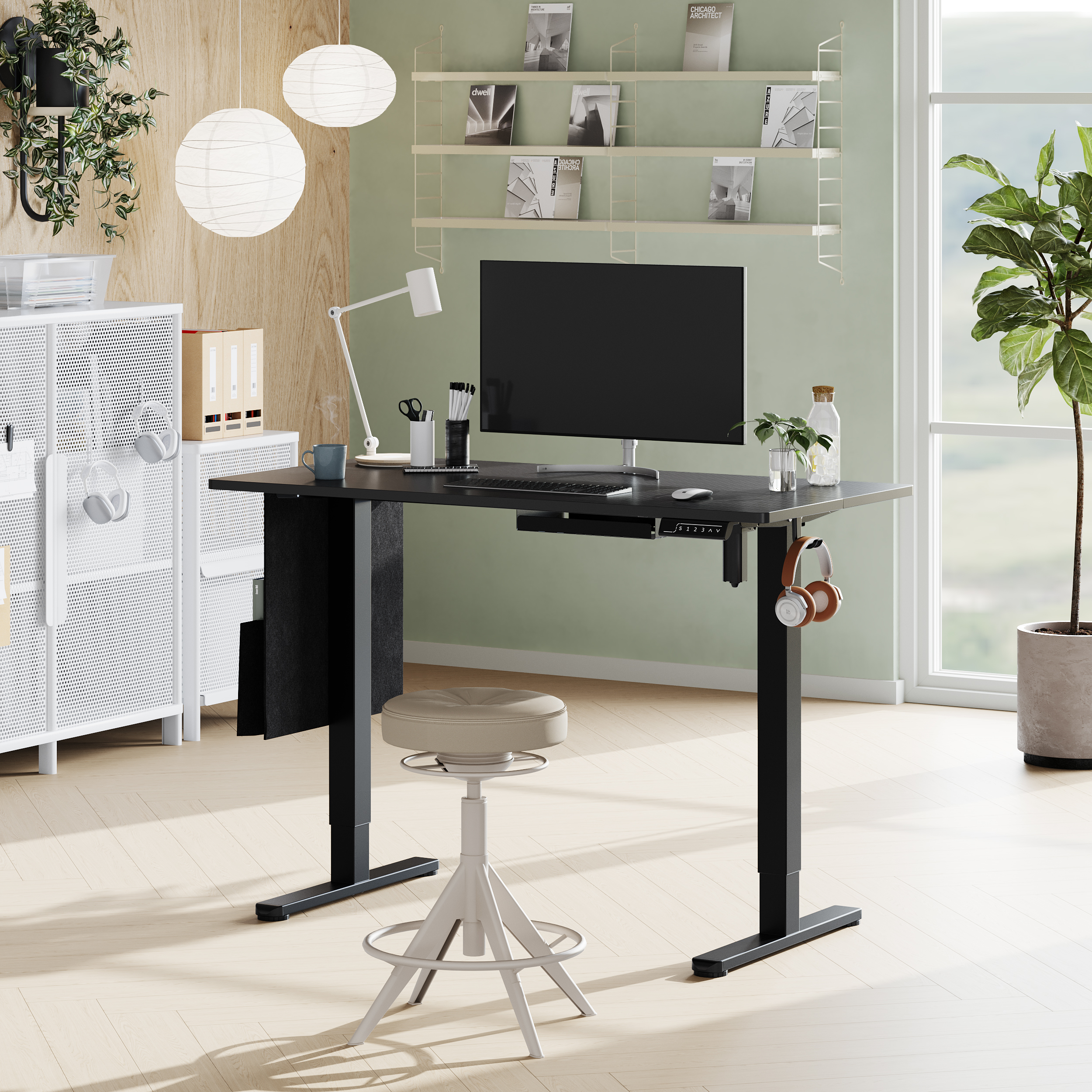 Bestier Electric Height Adjustable Standing Desk With USB Port 47" x 24