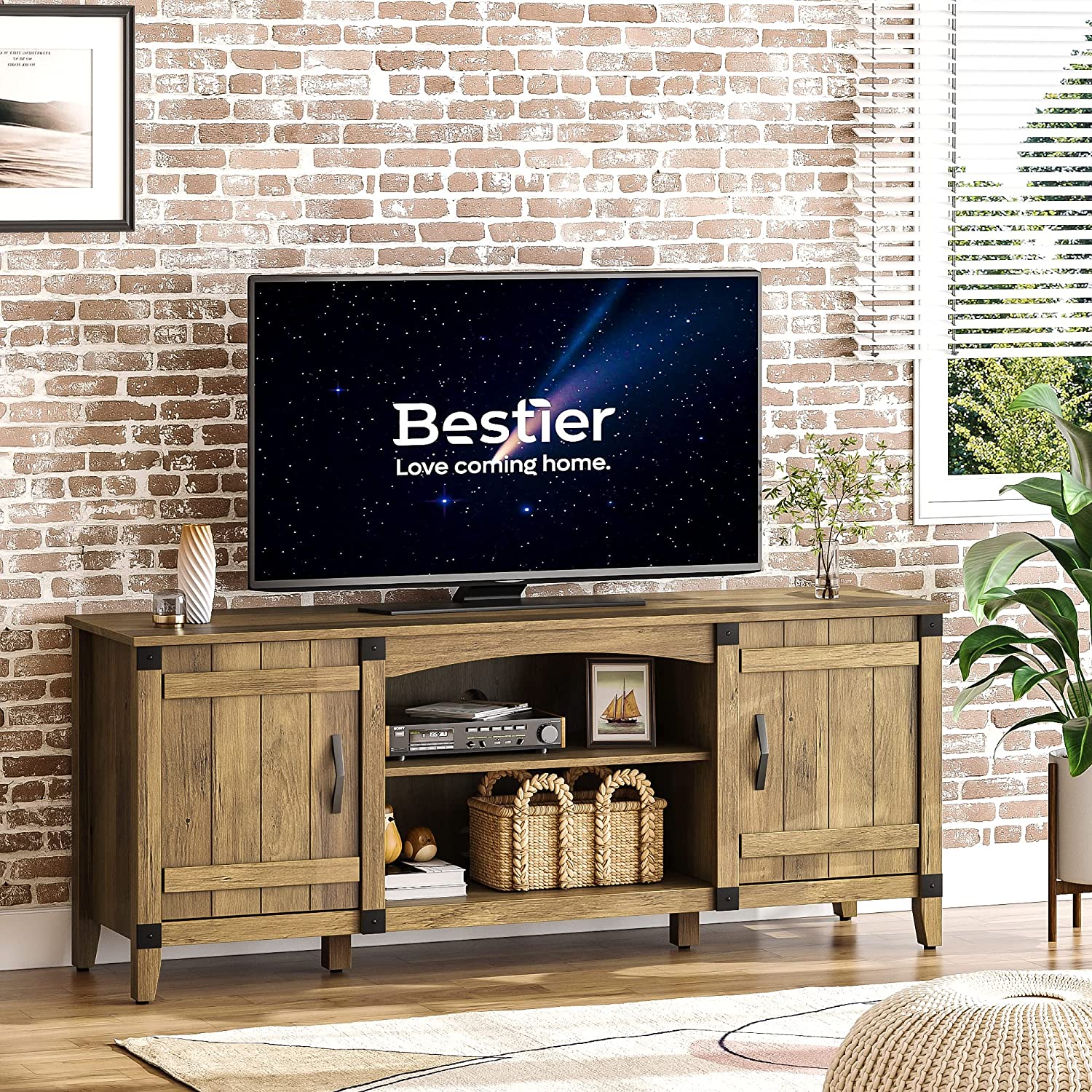 Mainstays Parsons TV Stand for TVs up to 50", Rustic Oak