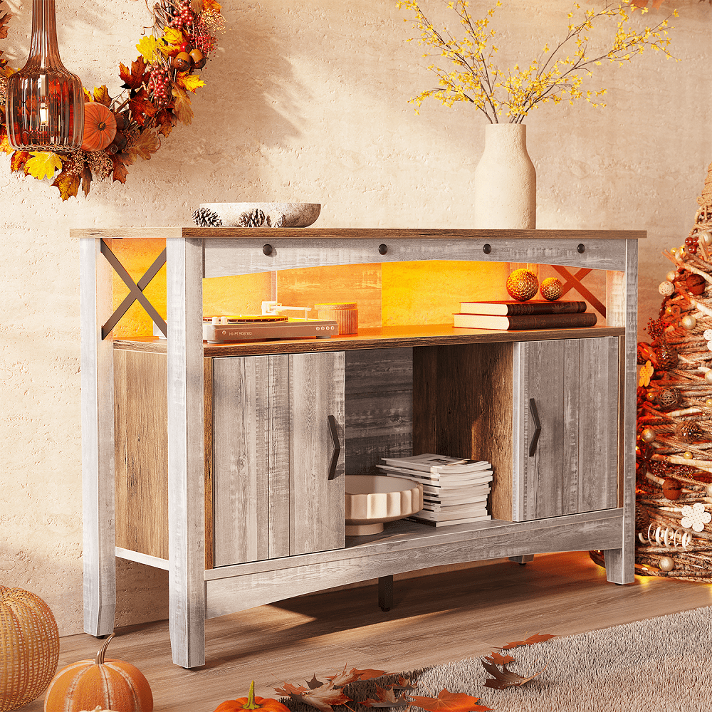 Bestier Farmhouse Wine Bar Storage 50" Sideboard Buffet