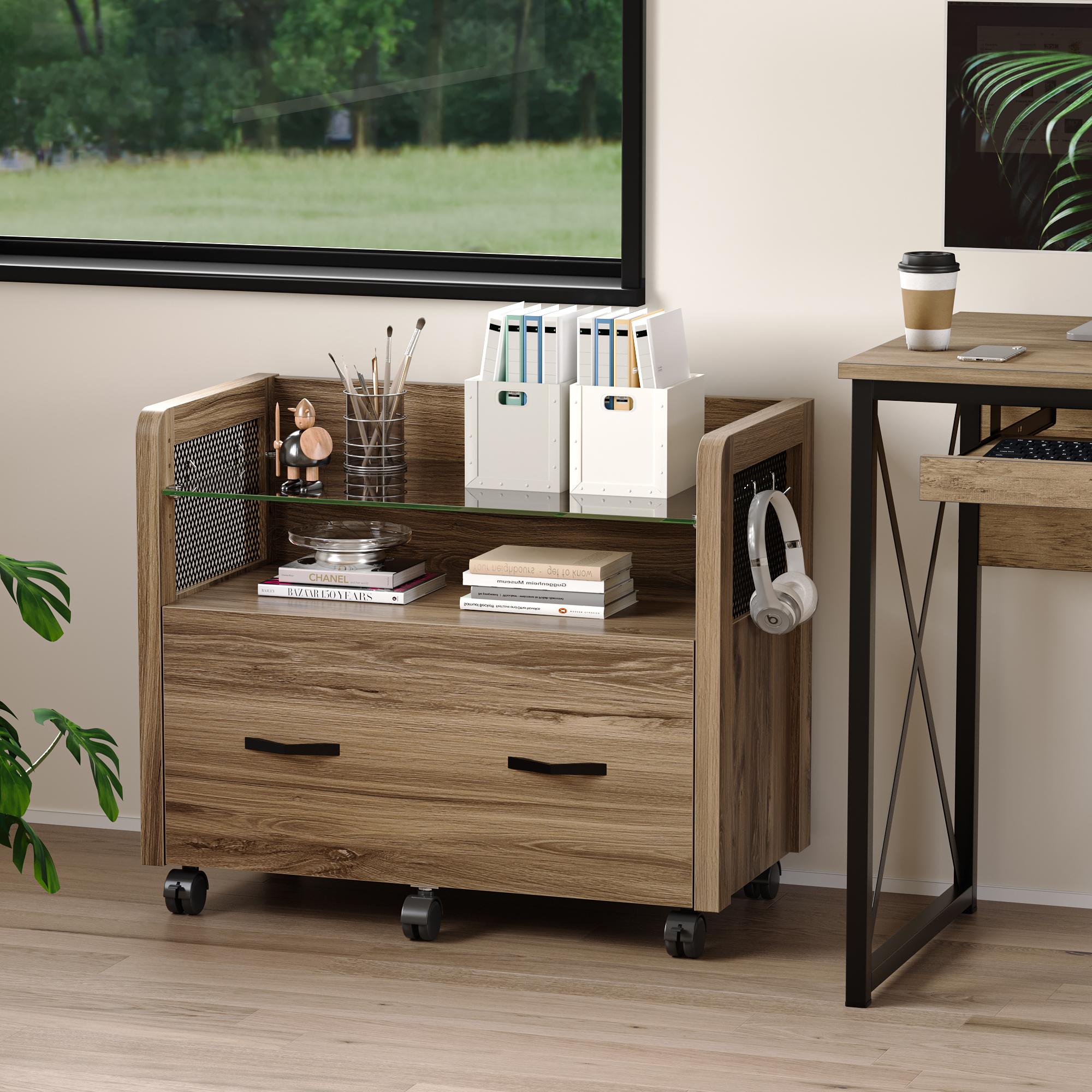 Bestier File Mobile Filing with Drawer and Hooks