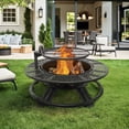thumbnail image 1 of Bestier Fire Pit with Grills Grate, 47" Outdoor Firepit for Outside Wood Burning, Round Metal Fire Pits for Patio, Picnic, Party, BBQ, Deer Head Style, 1 of 8