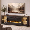 thumbnail image 1 of Bestier 70" Fireplace TV Stand for TVs up to 75", Modern Entertainment Center with 36" Electric Fireplace, TV Console with LED Lights and Adjustable Shelves for Living Room, Rustic Brown, 1 of 10