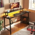 thumbnail image 1 of Bestier Gaming Desk 63" Ergonomic Computer Table with LED Lights Monitor Stand Cup Holder, Black, 1 of 7