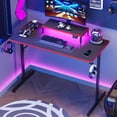 thumbnail image 1 of RSPGAME Gaming Desk PC Computer Office Gamer Table Desk with LED Lights & Monitor Stand in Red, 1 of 9
