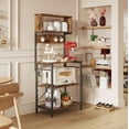 thumbnail image 1 of Bestier Baker's Rack with Storage Shelves, Microwave Stand Kitchen Cart with X-Design Frame, Coffee Bar Organizer for Home Kitchen, Rustic, 1 of 11