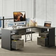 thumbnail image 1 of Bestier L Shaped Desk with 4 Drawers, 63" x 47" Executive Office Desk with Monitor Stand, Gray, 1 of 10