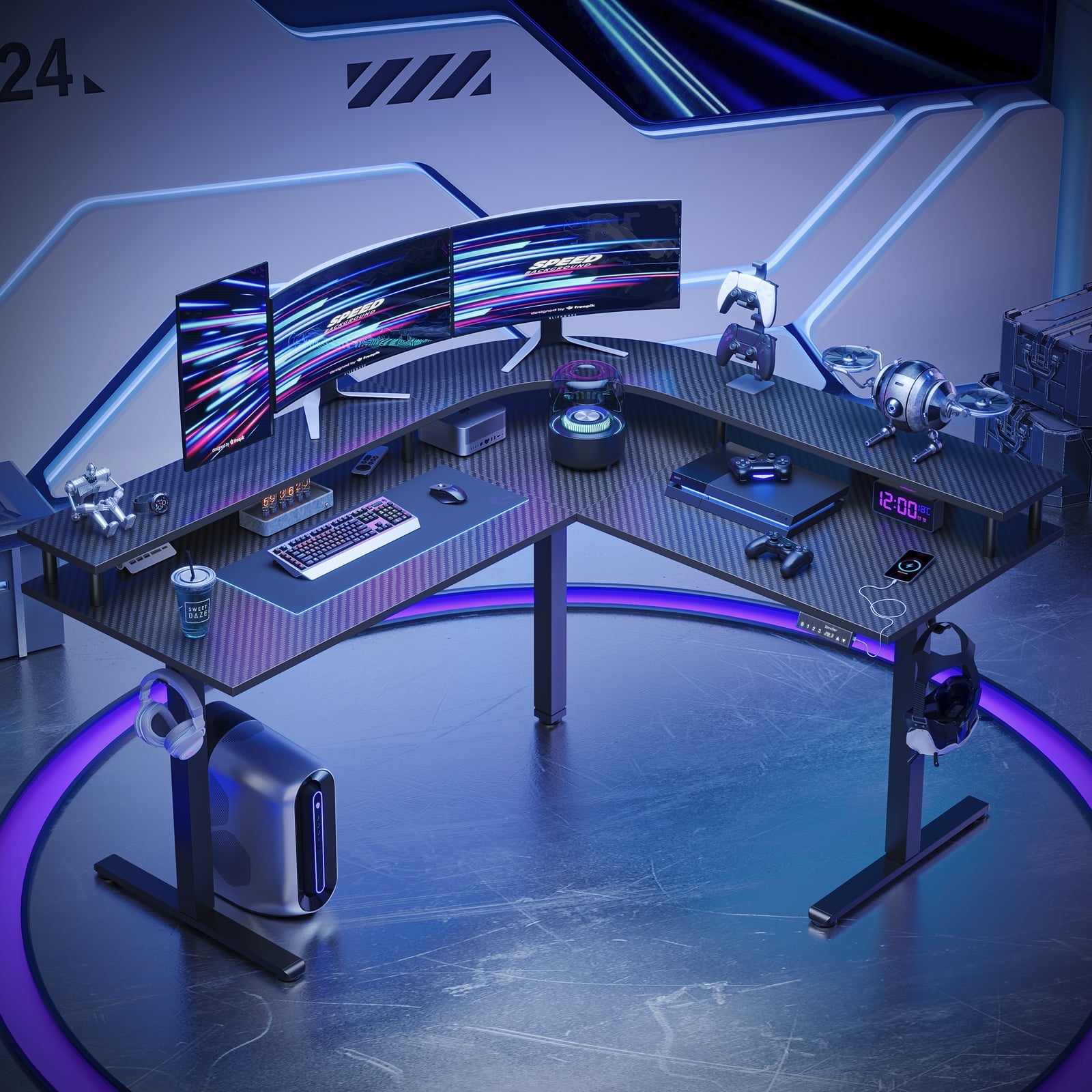 20" x 48" Adjustable Height PVC Top Table, Black