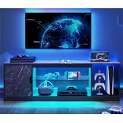 Bestier LED TV Stand for 60/65 inch TV PS5 Gaming Entertainment Center for TVs with Storage Cabinet for Living Room, Black Marble