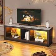 Bestier LED TV Stand for 65 inch TVs, Entertainment Center with Storage,TV Console Table for Living Room with Adjustable Shelves,White Marble