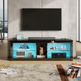 thumbnail image 1 of Bestier 55 inch TV Stand with LED Lights,High Gloss Entertainment Center Cabinet for Bedroom and Living Room,with Built-in Storage,  Black, 1 of 6