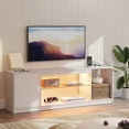 thumbnail image 1 of Bestier LED TV Stand for TVs up to 65", Entertainment Center with Power Outlet & Storage Cabinet, White, 1 of 10