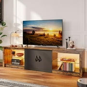 Bestier TV Stand for TVs up to 75" with Storage Cabinet, Gmaing Entertainment Center Media Console with LED Lights for Living Room, Rustic