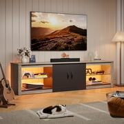 Bestier LED TV Stand for TVs up to 75" Entertainment Center for Living Room Wash Grey