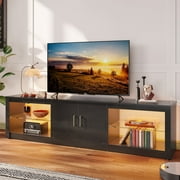 Bestier LED TV Stand for TVs up to 75" Entertainment Center with Storage Cabinet for Bedroom, Black