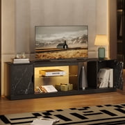 Bestier LED TV Stand for TVs up to 80", Gaming Entertainment Center with Storage Cabinet , Black Marble