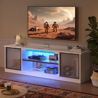 Homall TV Stand for 32-70 inch TVs, LED Light with Remote, Ample ...