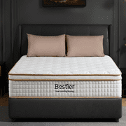 Bestier 12" Full Gel Memory Foam Hybrid Mattress | Zoned Coil System for Back & Hip Support, Cooling Tencel Pillow Top, Motion Isolation | Medium Firm, Pressure Relief | Bed in a Box | White