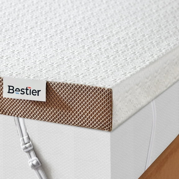 3" Twin Size Mattress Bed Topper with Cooling Ice Silk Removable Cover | Bestier Gel Memory Foam, Dual Firmness, Pressure Relief, Washable, Non-Slip, CertiPUR-US & OEKO-TEX Certified, 74"L x 38"W