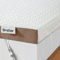 4" Queen Mattress Topper with Removable Fitted Cover | Ice Cooling Silk Fabric | Bestier High-Density Gel Memory Foam Bed Topper