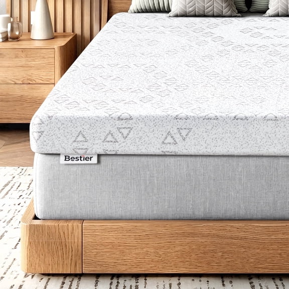 Bestier 3 Inch Full Bamboo Charcoal Mattress Topper | 54"L x 74"W Bed Pad with Cooling Gel Memory Foam Cushion Pad for Back Pain Relief, CertiPUR-US Certified, Removable Cover, Gray