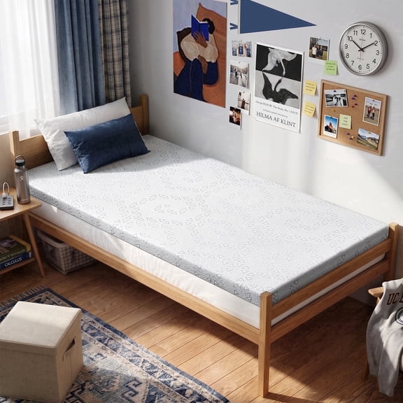 3 Inch Twin-XL Bamboo Charcoal Mattress Topper | Bestier Firm Cooling Gel Memory Foam Bed Pad for Pain Relief, CertiPUR-US Certified, Removable Cover