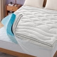 thumbnail image 1 of Bestier Queen Size Dual Layer 3 inch Memory Foam Mattress Topper, 2 inch Gel Memory Foam and 1 inch Tencel Lyocell Down Alternative Quilted Pillow Top Mattress Pad Cover for Back Pain, White, 1 of 11