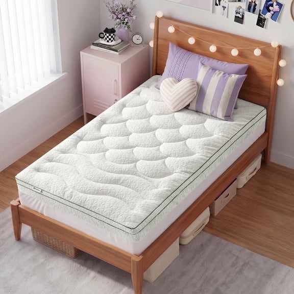 Bestier Twin Size Dual Layer 3 inch Mattress Topper,2 inch Gel Memory Foam and 1 inch Cooling Pillow Top Mattress Pad Cover for Back Pain,White