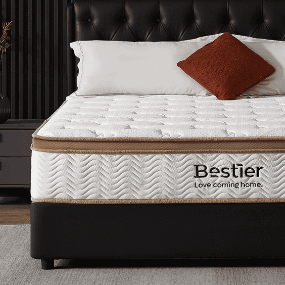 Bestier 12" Full Mattress in a Box | Hybrid Gel Memory Foam Bed + Individually Wrapped Coils | Medium Firm | Pressure Relief, Enhanced Edge Support | CertiPUR-US Certified