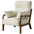 thumbnail image 1 of Bestier Mid-Century Modern Accent Chair with Solid Wood Frame & Pillows, 37" Upholstered Reading Lounge Chair for Living Room, Bedroom, Beige, 1 of 10