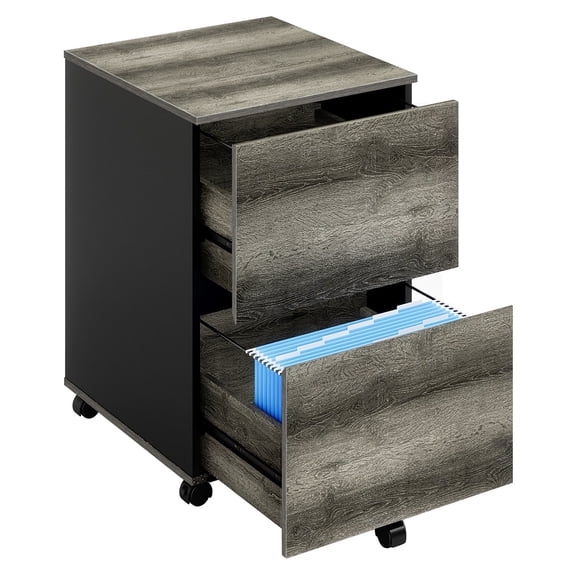 Bestier Mobile 2 Drawer File Cabinet with 10 Free A4 File Holders, Grey