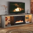 thumbnail image 1 of Bestier Electric Fireplace TV Stand for 75 inch TVs, Fireplace TV Stands for Living Room or Bedroom, LED Entertainment Center with Fireplace, RGB Ambient Lighting, Quick Assembly, Wash White, 1 of 16