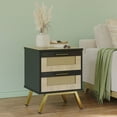 thumbnail image 1 of Bestier Natural Rattan Nightstand with 2 Drawers, Bedside Table with Storage, Modern End Table with Metal Legs for Living Room, Bedroom, Kids Room, 1 of 10