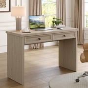 Bestier 47" Computer Desk with 2 Storage Drawers, Modern Farmhouse Writing Study PC Table, Ergonomic Spacious Workstation for Home Office Bedroom Dorm, Oak