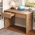 thumbnail image 1 of Bestier Computer Desk with 2 Storage Drawers,Home Office Writing Study Desk PC Table for Small Space,Brown Oak, 1 of 12