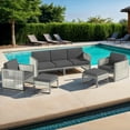 thumbnail image 1 of Bestier Patio Furniture Set, Outdoor Couch with 4.5" Thick Cushion and Ottoman, 5PCS Wicker Conversation Set for Backyard, Patio Chairs for Garden, Deck, Poolside, Dark Grey, 1 of 8