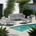 thumbnail image 1 of Bestier Patio Furniture Set, Outdoor Couch with 4.5" Thick Cushion and Ottoman, 5PCS Wicker Conversation Set for Backyard, Patio Chairs for Garden, Deck, Poolside, Light Grey, 1 of 6
