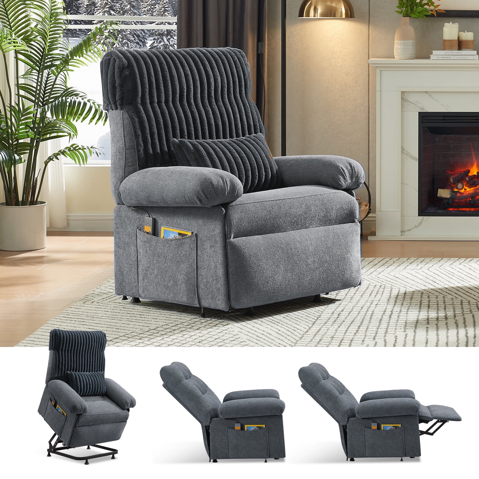 Recliner Chair Breathable Fabric Manual Single Sofa, Soft Living