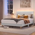 thumbnail image 1 of Bestier Corduroy Upholstered Queen Bed Frame with Adjustable Headboard, Platform Bed Frame with LED Light, Solid Wood Slats, No Box Spring Needed, Gray, 1 of 10