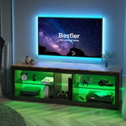 Bestier LED TV Stand for 65 inch TVs, Entertainment Center with Storage,TV Console Table for Living Room with Adjustable Shelves,Golden Black