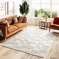 thumbnail image 1 of Bestier Rectangle Geometric Machine Braided Polypropylene Area Rug in Ivory, 3"x5", 1 of 8