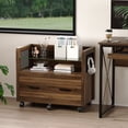 thumbnail image 1 of Bestier Rolling File Cabinet Large Filing Cabinet with Letter Organizer Hooks Open Storage, Walnut, 1 of 8