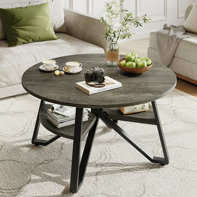 Bestier Round Coffee Table With Storage