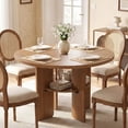 thumbnail image 1 of Bestier 47" Round Dining Table for 4-6 People, Kitchen Table with Under-Table Storage Shelf & Thickened Waterproof Top for Dining Room, Walnut, 1 of 9
