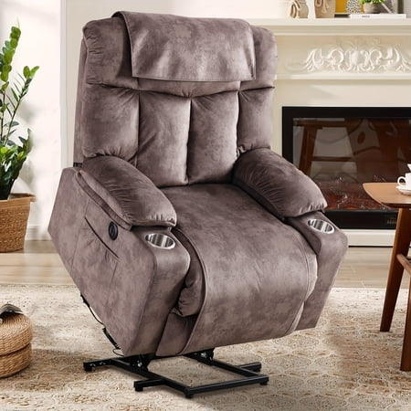 Bestier Super Soft And Oversize Power Lift Assist Recliner Chair,Brown